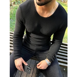 Elku Moda Kazak Örme Tüylenmez Naturel Pamuk Kazak Slim Fit Triko Dar Kesim Body Kazak
