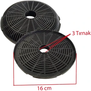Kumtel Uyumlu Aspiratör Karbon Filtresi 16CM / 160MM -3 Tırnaklı