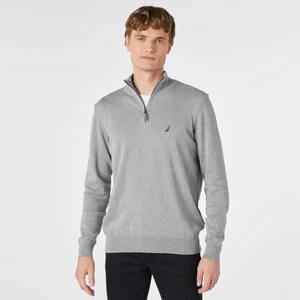 Erkek Gri Standart Fıt Dik Yakalı Uzun Kollu Triko S37104T.0GH