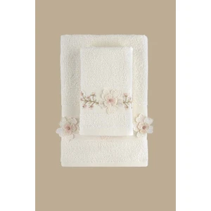 Arliva Home Mıne Nakıslı 2lı Havlu Setı Ekru 30X50 50X80