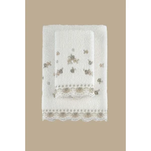 Arliva Home Meltem Nakıslı 2lı Havlu Setı Krem-Bej 30X50 50X80
