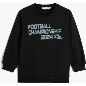 Sweatshirt Uzun Kollu Bisiklet Yaka Futbol Temalı Baskı Detaylı Şardonlu