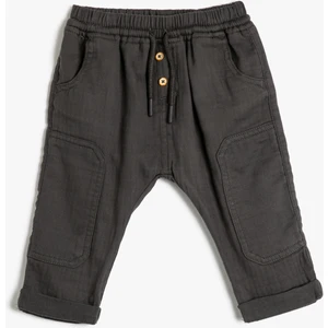 Pantolon Cep Detaylı Beli Bağlamalı Düğme Detaylı Pamuklu