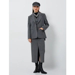 Oversize Blazer Ceket Tek Düğmeli Cep Detaylı