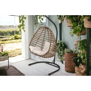 TU TİENDA RATTAN TEK KİŞİLİK BAHÇE BALKON EV SALINCAĞI,KAHVERENGİ