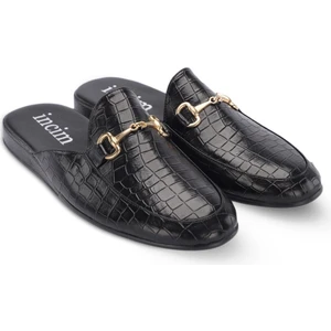 Incim ®| Rock Erkek Siyah Kroko Rahat Hafif Konforlu Misafir Ev Bohça Çeyiz ve Damat Terliği 355