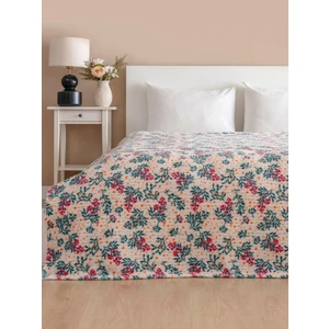 Wellsoft Fitilli Çiçekli Battaniye (  Sarı Puantiyeli  )