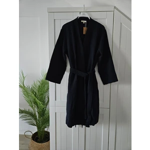 Mia Home & Baby 4 Kat Müslin Pamuk Siyah Kimono Unisex XL Bornoz - Sabahlık