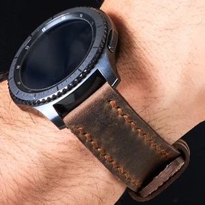 Samsung Galaxy Watch 4 5 6 / Watch 6 Classic 40MM 43MM 44MM 47MM Watch 5 Watch 5 Pro 40MM 44MM 45MM  Watch 4 40MM 42MM 44MM 46MM Oval Uçlu Kahverengi Deri Kordon 20MM Deri Kayış