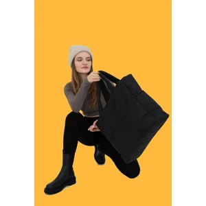 Woys Bags lula Siyah Kabartmalı Puf Kumaş Shopper Çanta Napoli Siyah
