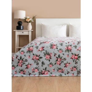 Wellsoft Fitilli Çiçekli Battaniye ( Pembe Güller )