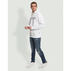 Jack & Jones Jprblajason Branding Sweat Hood Erkek Beyaz Sweatshirt 12249401-White