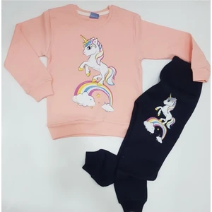 Kız Çocuk Pembe Renk Pony Desenli %100 Pamuk Pijama Takımı