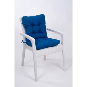 Neva Mavi Pofidik Arkalıklı Sandalye Minderi Özel Dikişli Bağcıklı 44x88 Cm