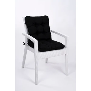 Neva Siyah Pofidik Arkalıklı Sandalye Minderi Özel Dikişli Bağcıklı 44x88 Cm
