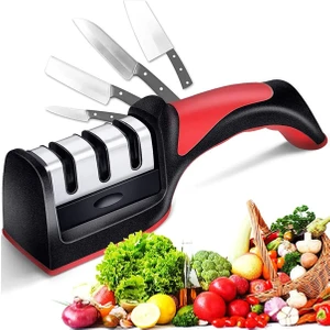 Bıçak Bileme Aleti 3 Açılı Elmas El Bıçakları Bileme Aparatı Ergonomik Saplı Bıçak-Bileyici