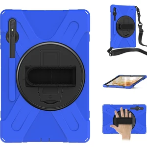 Samsung Galaxy Tab S7 Plus T970 Kılıf Defender Askılı Zırhlı Tank Case Mavi
