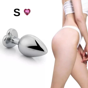 Love Glow Silver Paslanmaz Metal Pembe Kalp Taşlı Anal Plug - Küçük