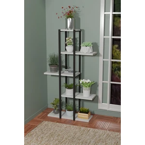 Furnature Design 5 Raflı Çiçeklik Metal Saksı Standı Saksılık Beyaz