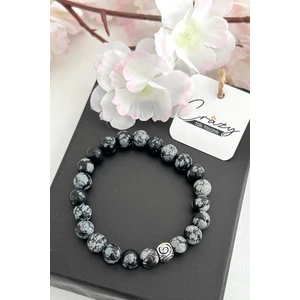 Crazy Takı Tasarım Snowflake (Kar Tanesi) Obsidian Doğaltaş Bileklik