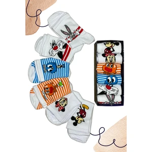 6'lı Gumball Darwin ve Micky Mouse Desenli Unisex Çift Tenis Çorabı Kutusu