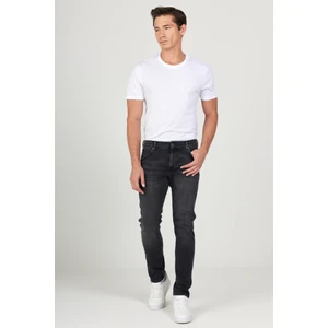 Slim Fit Dar Kesim Düşük Bel Taşlamalı Gri Esnek Larston Jean Denim Kot Pantolon
