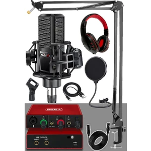 MX-2020 Mikrofon + GLX-500 Ses Kartı + Rs-30 Stereo Kulaklık Stüdyo Kayıt Seti