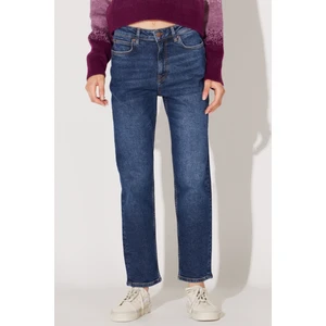 Carol Regular Fit Normal Kesim Yüksek Bel Mavi Esnek Jean Kot Pantolon