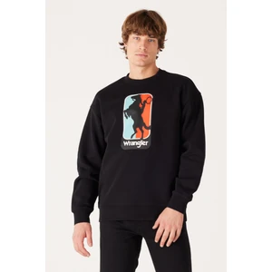 Wrangler Regular Fit Normal Kesim %100 Pamuk Bisiklet Yaka Içi Polarlı Siyah Sweatshirt