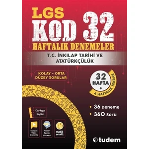 Tudem Yayınları 8. Sınıf T.C. İnkılap Tarihi Kod 32 Haftalık Denemeleri