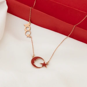 Dkmn Silver Mineli Ay Yıldız 100.YIL Gümüş Kolye