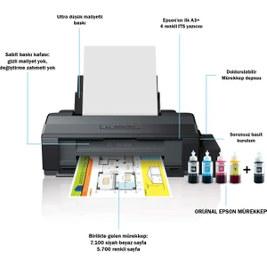 L1300 ITS Renkli A3+ Mürekkep Tanklı Yazıcı Orijinal Epson Mürekkep 4 x 70 ml + 1 Ekstra Siyah Mürekkep  C11CD81403