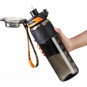 Tkk 1000ML Pipetli/pipetsiz Kullanıma Uygun Ölçü Skalalı Tritan Spor Matara