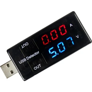 USB Akım Gerilim Test Cihazı Volt Amper Ölçer Çift USB Çıkışlı
