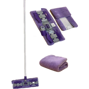 Sihirli Mop Istediğin Bezi Tak Kullan Mandallı Mop Lüks Saplı Çift Taraflı Bezli (Yer Cam Temizliği)