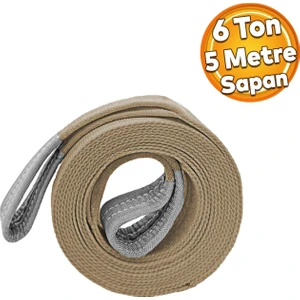 Sapan Polyester Spanzet 6 Ton 5 Metre Bronz Kahve Sağlam Yük Kaldırma Taşıma Indirme Halat