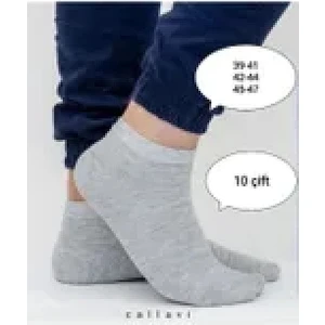 10 LU Ekonomik Düz Patik Çorap 45/47 BEDEN, RENK: FÜME