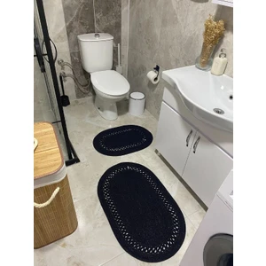 Milda Jüt 2'li Banyo Paspası Çift Taraflı Kaymaz Yıkanabilir Banyo Paspas Takımı 40X60CM & 50X80CM