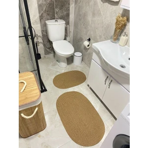 Milda Jüt 2'li Banyo Paspası Çift Taraflı Kaymaz Yıkanabilir Banyo Paspas Takımı 40X60CM & 50X80CM