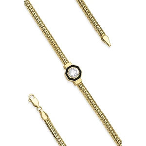 Fiyonk Kuyumculuk 14 Ayar Altın Tektaş Balık Sırtı Bileklik