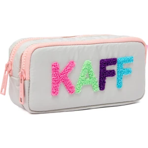 01108 Taş Rengi Pembe Fermuarlı Su Geçirmez Bondit Kumaş Peluş Baskılı Çift Gözlü Kalemlik