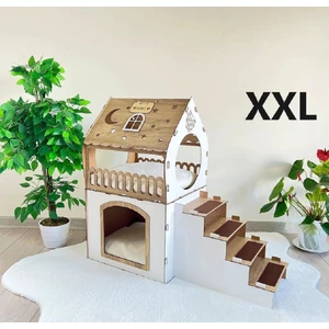 Xxl Küçük Irk Ahşap Dekoratif Köpek Kulübesi, Kedi Evi Beyaz-Modena