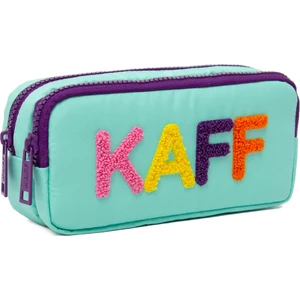 01108 Mint Yeşil Renk Mor Fermuarlı Su Geçirmez Bondit Kumaş Peluş Baskılı Çift Gözlü Kalemlik