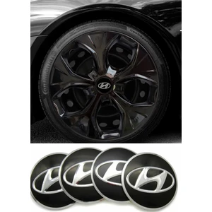 Hyundai Jant Göbeği Arması Alüminyum Jant Göbek Sticker 4'lü Set 60MM