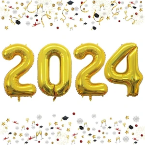 Mini Parti Mini Party Store Yılbaşı New Year Folyo Balon 2024 Yazılı Balon 40 cm Gold
