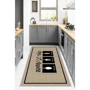 Confidence Home Dijital Baskı Makinede Yıkanabilir Kaymaz Taban Leke Tutmaz Bej Mutfak Halısı  ve Mutfak Yolluk