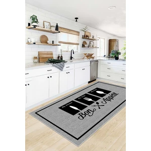 Confidence Home Dijital Baskı Makinede Yıkanabilir Kaymaz Taban Leke Tutmaz Gri Mutfak Halısı  ve Mutfak Yolluk