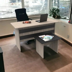 L'occi Concept Diego Ab Ofis Masa Sehpa 2'li Büro Masa Takımı Meşe-Siyah
