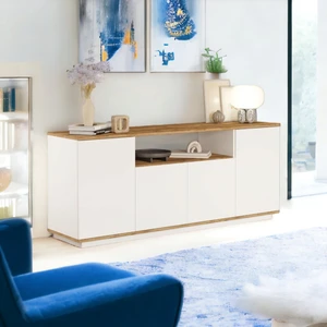 L'occi Concept Delphin Konsol 4 Kapaklı Raflı 180CM Çam-Beyaz DLP15-AW