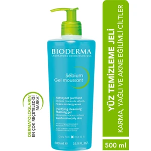 Bioderma Sebium Foaming Gel Karma, Yağlı ve Akneye Eğilimli Ciltler Için Yüz Temizleme Jeli 500 ml